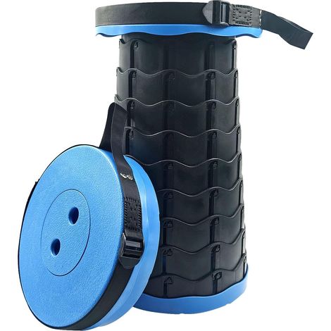 Taburete plegable portátil azul – Taburete plegable para camping, ideal para exteriores, camping, pesca, barbacoas, interiores y cocina.