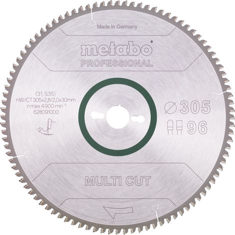 Metabo Kreissägeblatt multi cut - professional 305 x 30 x 2,8/2, 96 Zähne, Spanwinkel 5° neg. (1/2)