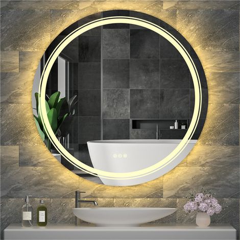 Miroir Salle de Bain LED Rond 60 cm avec éclairage Intégré Miroir Mural Lumineux Anti buee pour Maquillage Salle de Bain Chambre (1/5)