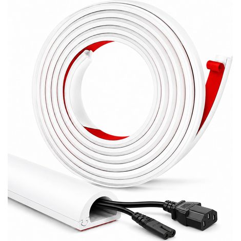 3 Mètres Goulotte Autocollante, 15 X 10mm Goulotte Demi-Ronde Flexible, Blanc Cache Cable Sol Hider, Cache Cable Type D, pour Mur, Sol, Plinthe, Cache Câble TV et Électrique (1/5)