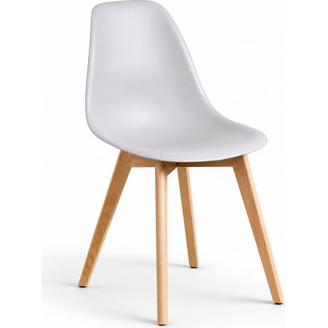 ORION91oficial® - ARA Chair in Light Gray, Ergonomic Polypropylene Seat with Beech Wood Legs, 83x46x55 cm, Ideal for Dining Room, Kitchen, Office, Nordic Style, Supports up to 110 kg, Non-Slip Feet fo (1/5)