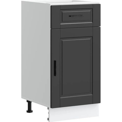 Mueble de cocina moderno con puerta de almacenamiento 40 x 46 x 81,5 cm patas ajustables madera de ingeniería negra 020050253 (1/5)