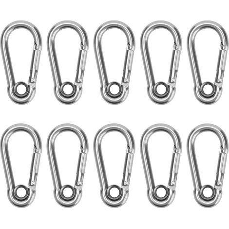10Pcs Snap Hook Stainless Steel Safety Rope Spring Carabiner Hanging Buckle AccessoriesM6(6mm)