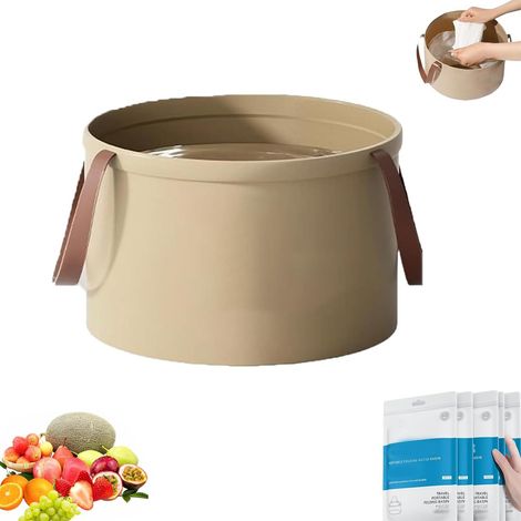 Bassine de voyage pliable — Seau pliant portable pour le camping, la lessive et le bain de pieds (12 L, 30 x 17 cm)