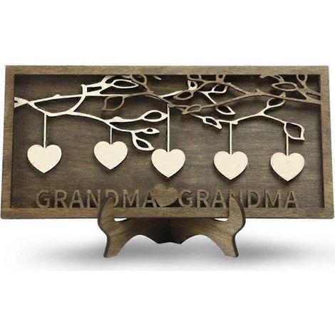 Panneau familial personnalisé pour maman, cadre en bois personnalisé avec arbre, plaques en bois gravées, décoration, cadeaux pour la fête des mères, D (1/5)