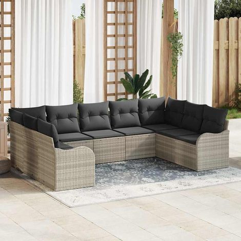 Gartensofa-set Hellgrau Poly-Rattan