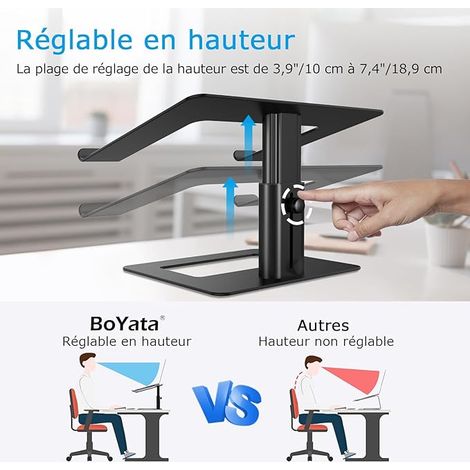 Support pour ordinateur portable, support pour ordinateur portable ergonomique avec hauteur réglable, compatible avec MacBook Pro / air, Dell, HP, Acer 10 à 17 pouces ordinateur portable - noir (1/4)