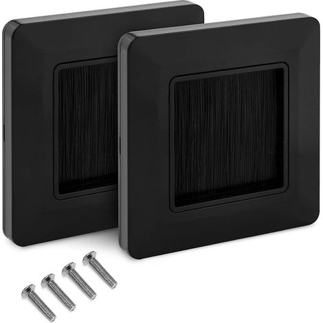 kwmobile Plaque Murale Brosse - Lot de 2X Passe-câble Murale Sortie connecteur Audio vidéo - Prise encastrable pour Passage de câble TV HDMI Hi-FI (1/5)