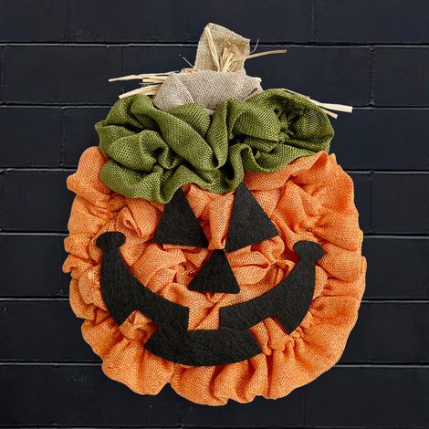 Halloween-Kürbislaternen-Girlande, Jute-Kranz, Herbstdekoration, Türdekorations-Accessoires (1/4)