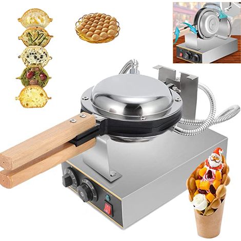Wottes – Gaufrier à bubble waffle 1400W – Revêtement antiadhésif – Réglage de température 50-250°C – Plaque 450x220mm pour cuisson uniforme