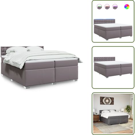Boxspringbett mit Matratze Grau 200x200 cm Kunstleder - Boxspringbett - Doppelbett - Bettenrahmen - Lederbettwäsche - Luxusbett (1/5)