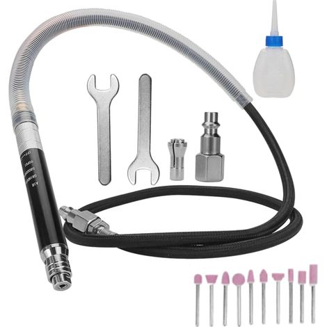 Micro Broyeur Pneumatique, 65000 Tr/Min Micro Meuleuse Droite à Air Stylo Broyeur à Crayons, Mini Meuleuse Rectifieuse Pneumatique Perceuse Pour Le Polissage, La Gravure Et La DéCoupe (1/5)