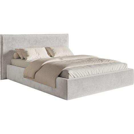 Selsey Softie – Polsterbett 160×200 mit Lattenrost, Velours, hellgrau