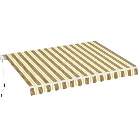 Tenda da Sole 400x300 Rigato Beige a Barra Quadra Avvolgibile Esterno