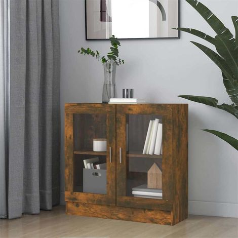 vidaXL Mobile Vetrina Rovere Fumo 82,5x30,5x80 cm Legno