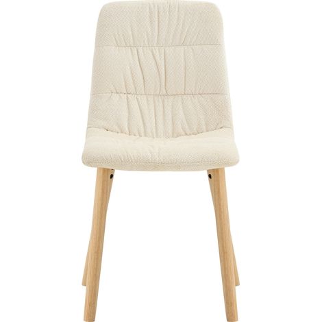 Silla de comedor de tela blanca con patas de madera, 2 unidades, 88 cm (1/5)