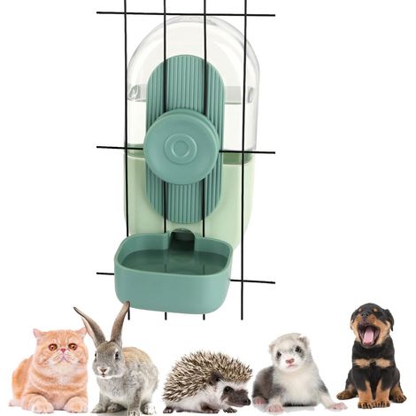 Distributore automatico di cibo per conigli da 1 litro - Set ciotola per cibo e acqua per piccoli animali domestici - Gabbie con mangiatoia e ciotola per acqua automatiche da appendere - Stazione di a (1/5)