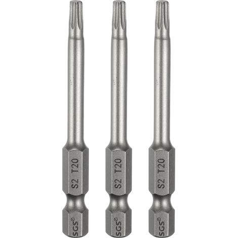 3Pcs Embout Tournevis Torx T20 Tige Hexagonale 1/4" Acier S2 (1/5)