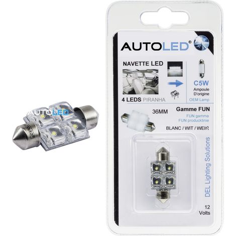 1 Ampoule C5W 2x2 LEDs - 20x36mm - Blanc (1/5)