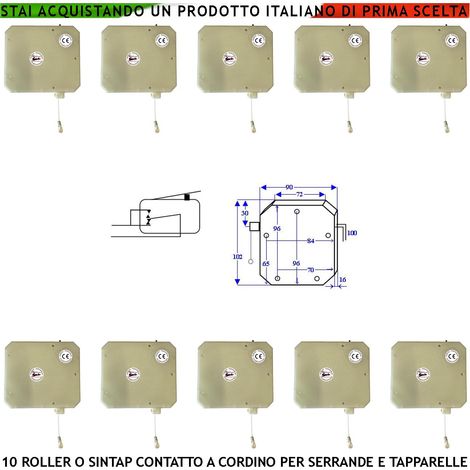 Sensore Antifurto a Cordino 10 Pezzi Protegge Tapparelle dal Taglio Strappo e Sollevamento Fune in Nylon Scorre su Carrucola in Ottone Sintap Impulsi Veloci 4/6 mS Allarme Necessita di Conta Impulsi (1/2)