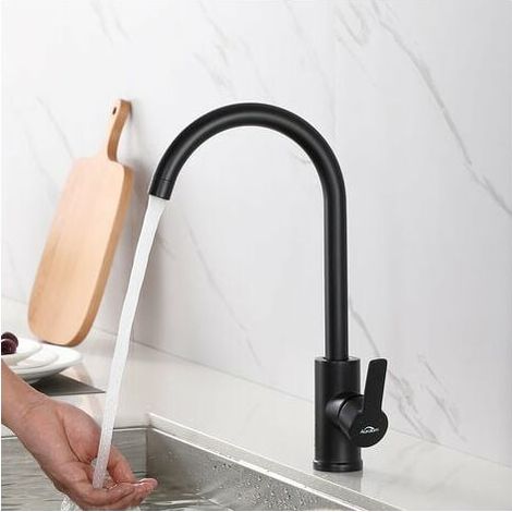 Black Brass Kitchen Mixer Tap 360° Swivel High Spout Detachable Hot and Cold Water Aerator Sink Tap for Kitchen Sink (1/5)