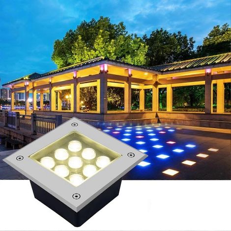 Quadratischer LED-Einbaustrahler für den Außenbereich, IP67 wasserdicht, DC12V Niederspannung, warmweiß, 16W, für Gärten, Poolwege