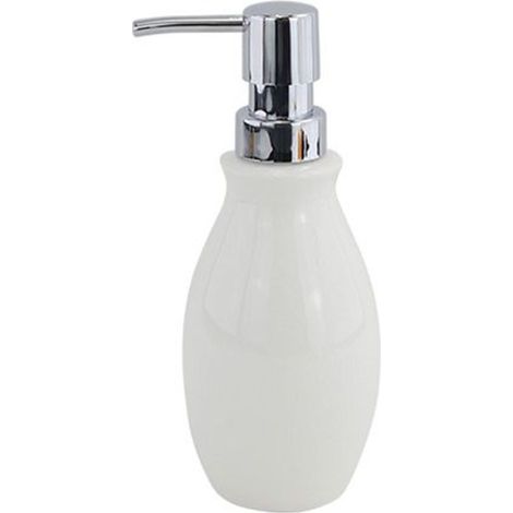 TRADE SHOP - Dispenser Porta Sapone Liquido In Abs Bianco Pelle Arredo Da Bagno Elegante 87786 -