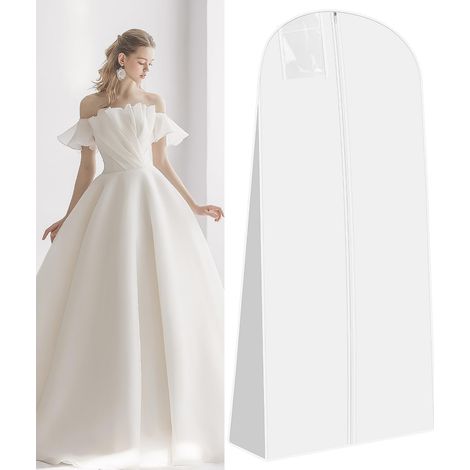 Housse Robe de Mariée 72" Respirantes Housses de Vêtements Anti Poussière Sac de Vêtement pour Costumes de Danse Manteaux Robe de Soirée 183x60x30cm (1/5)