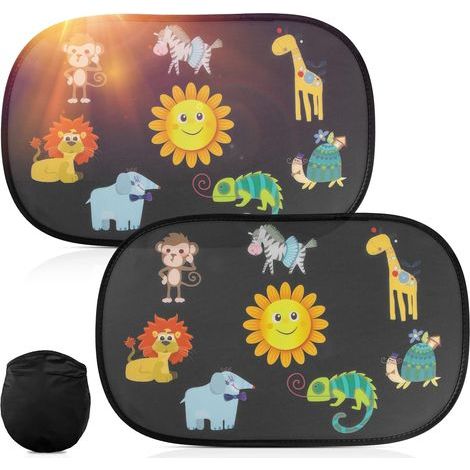 Pare Soleil Voiture Bébé avec Protection UV 2 Pièces Auto Adhésif Pare-Soleil Fenêtres de Voiture Films pour Bébé, Enfants Blocage des Rayons Ultraviolets Nocifs (Modèle de Dessin Animé) (1/4)