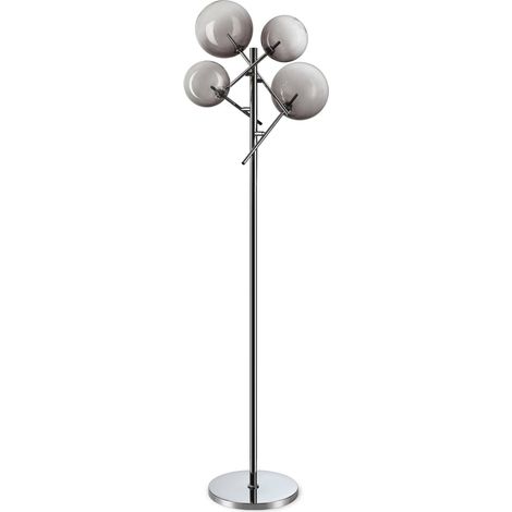 Ideal Lux Lampada da terra moderna Equinoxe 4 luci G4 cromo metallo vetro