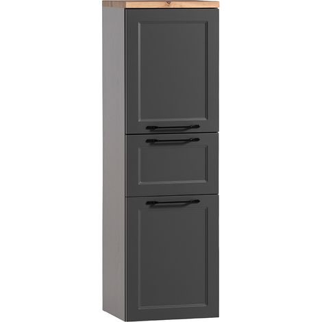 Badmöbel Midischrank in dunkelgrau MARLING-03, B/H/T ca. 40/130/35 cm (1/5)