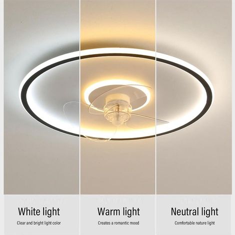 Ventilateur de plafond LED avec éclairage intégré, ventilateur de plafond moderne à intensité variable de 19,6 pouces, 3 températures de couleur de 3000K à 6000K, pour chambre et salon (NOIR) (1/5)