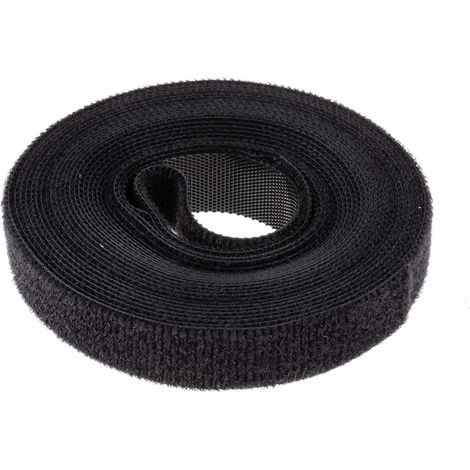 Ruban velcro RS PRO Noir, 5m 16 mm Ruban ( Prix pour Bobine de 5 Mètres )