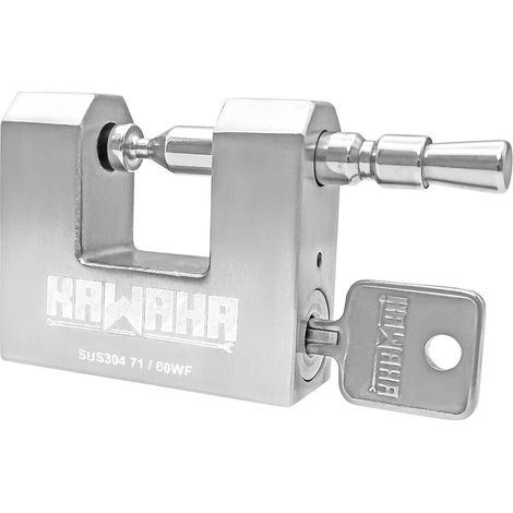 71/60KD-3SK Cadenas robuste en acier inoxydable en forme de D avec clé pour porte de garage, conteneurs, abri de jardin et entrepôt (6,3 cm, clés différentes – 3 clés en acier inoxydable) (1/5)