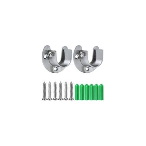 Douille de tringle à vêtements en acier inoxydable, support de bride robuste pour embout de tringle à vêtements, avec vis, en forme de U, facile à installer ou rapide à retirer (25 mm). - Crezuo (1/4)