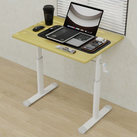 Escritorio regulable en altura 80 x 60 cm manual, efecto madera, metal-madera HAVRYA (1/5)