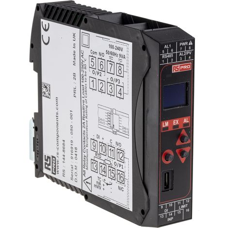 Régulateur de température PID, 100240 V c.a., 2 sorties Relais inverseur, relais, 3 entrées Courant c.c., ( Prix pour 1 ) (1/5)