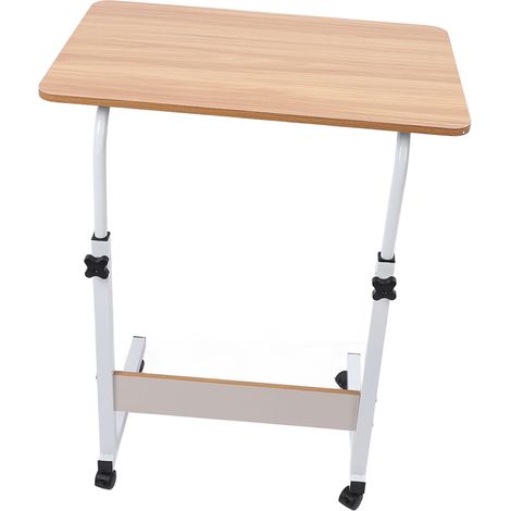 Mobile Bettisch aus Holz in C-Form höhenverstellbar, Nachttisch auf Rollen, Schreibtisch auf Rädern (1/5)