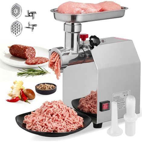 Professioneller elektrischer Fleischwolf, 600 W, Kapazität 2,27 kg/min, 2 Edelstahlklingen, 2 Lochscheiben, für Küche und Restaurant (1/5)