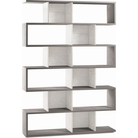Estantería Modular 150L x 38P x h215 – Acabado Cemento y Blanco Opaco – Sarmog