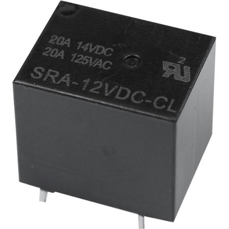 Lot de 10 relais 5 broches SPDT SRA-12VDC - Bobine 12 V CC, 20 A, universels, pour circuit imprimé, noirs (1/5)