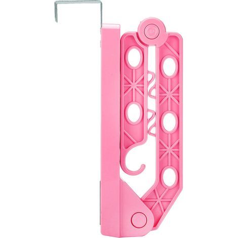 Perchero plegable de viaje para ropa de bebé, toallas, calcetines, vestidos, pantalones, bolsos, etc., práctico perchero de plástico (rosa). (1/5)