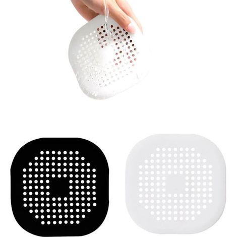 Filtre évier silicone anti-cheveux – Lot de 2 protections pour baignoire, douche, cuisine et buanderie avec ventouse intégrée (1/4)