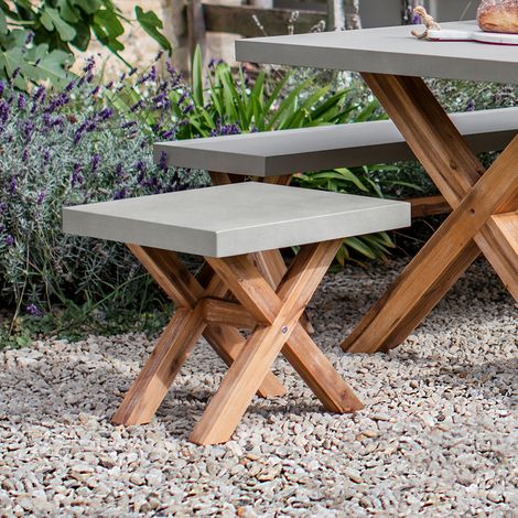 Garden Trading Burford Garden Stool Bench Seat Small Natural Polystone