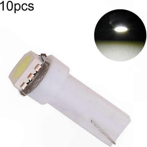 Lot de 10 ampoules LED T5 5050 SMD, 12 V 0,5 W, pour éclairage de tableau de bord (blanc) (1/5)