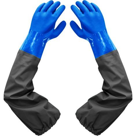 Dépolie Étanche Gants Allongés en Caoutchouc -16Pouces, Doublure Floquante, Poignets Élastiques - Pour Nettoyage D'étang, Industrie Chimique, Agriculture, Pêche, Construction (1/5)