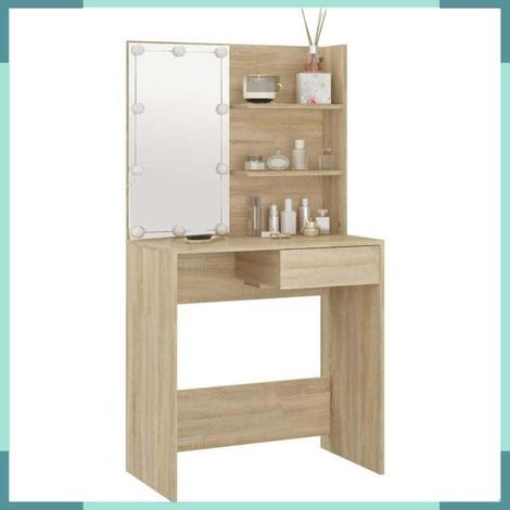 808804 Coiffeuse avec LED chêne sonoma 74,5x40x141cm bois d'ingénierie (1/5)