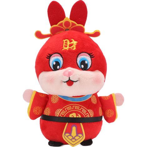 Lapin en peluche rouge mignon pour enfants et adultes, idéal pour le Nouvel An. Peluche de 20 cm (7,9 pouces), type 1. Décoration pour la maison. (1/5)