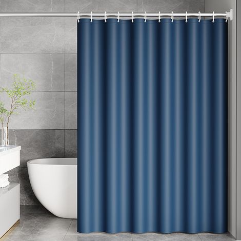 Rideau de douche - Rideau de douche imperméable - Rideau de séparation de douche - Avec anneaux en plastique - Pour douche et baignoire - 180 x 180 cm - PEVA - Bleu foncé (1/5)