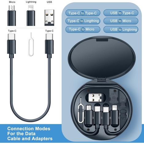 Kit adaptador multifuncional para una conectividad óptima de los dispositivos velocidades de transferencia de datos de hasta 480 Mbps estuche de almacenamiento portátil para viajes duradero.